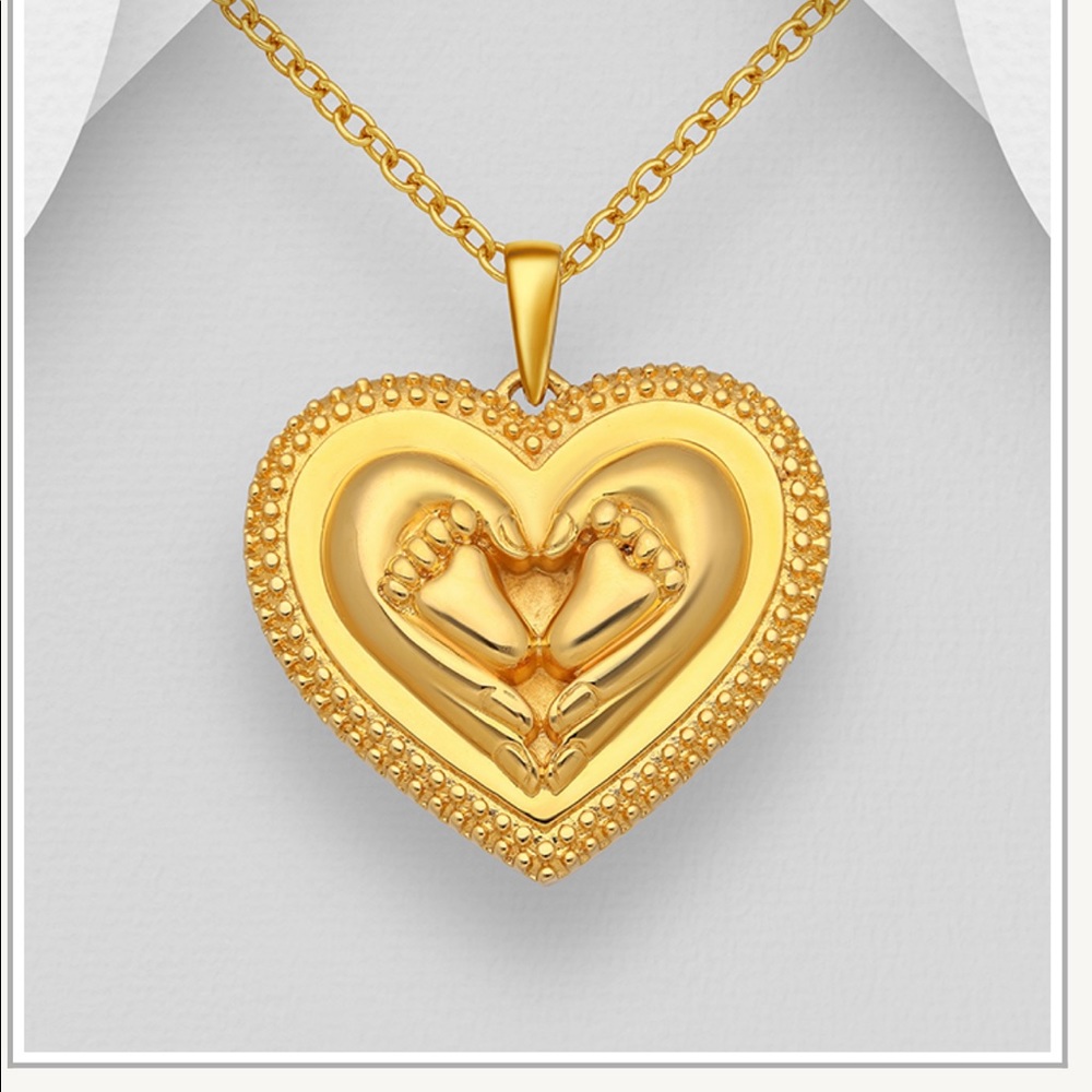 Mothers Hands Babys Feet Heart‎ Shaped Pendant